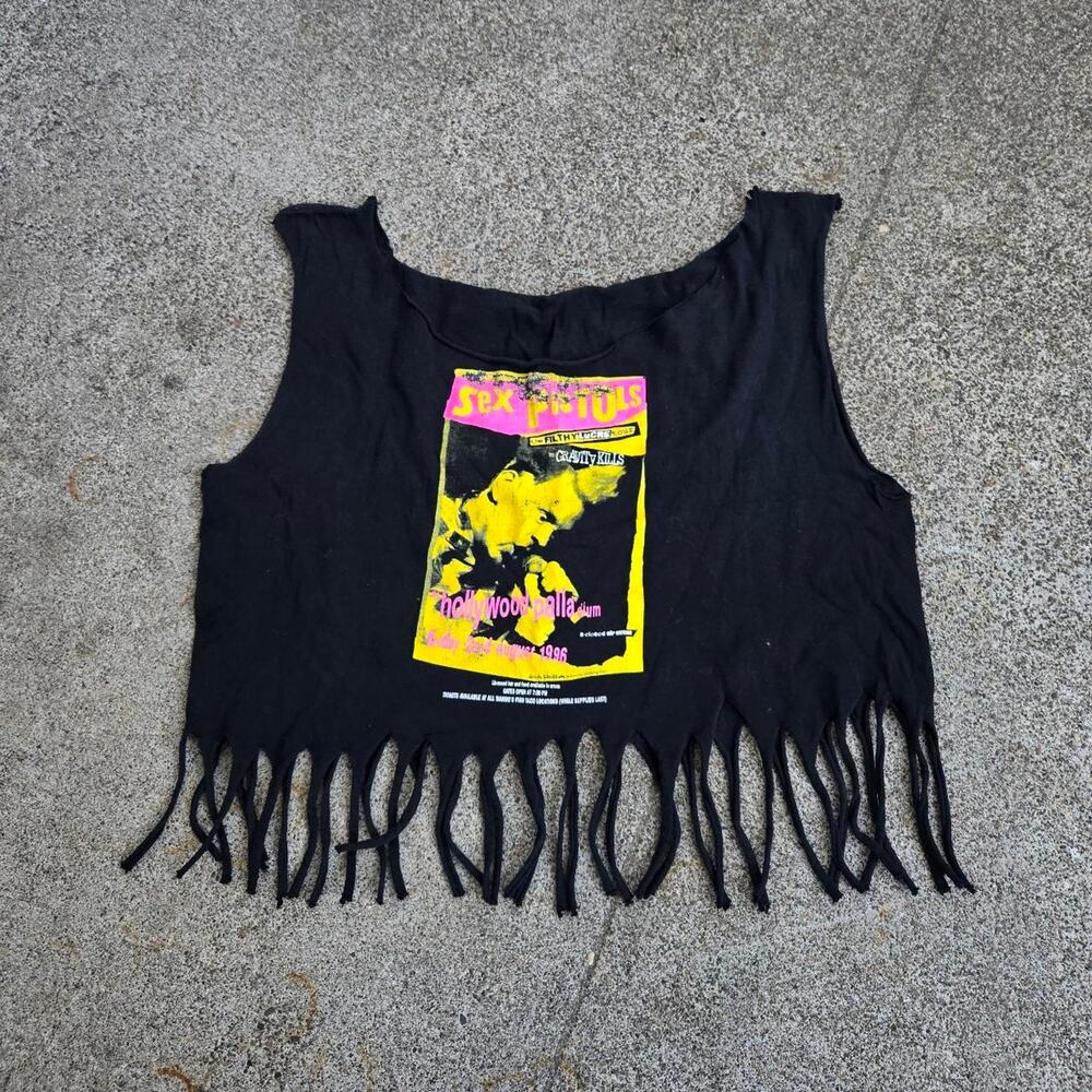 Vtg SEX PISTOLS Filthy Lucre Tour Altered Distressed Punk Band T Shirt L Fit